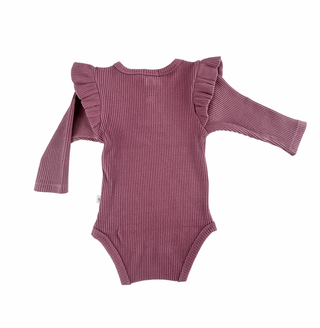 Rüschen Langarm Bodysuit-Traube