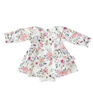 Frilly Long Sleeve Dress - Floral Sky