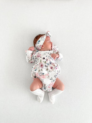 Bubble Romper- Floral Sky