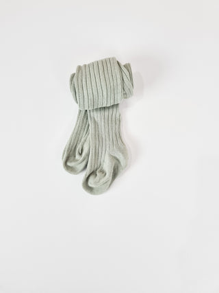 Gerippte Baumwollstrumpfhose - Salbei