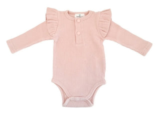 Frilly Long Sleeve Bodysuit - Dusty Pink