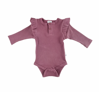 Frilly Long Sleeve Bodysuit - Grape