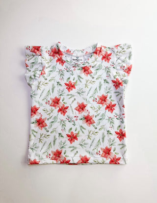 Frilly Short Sleeve Top - Festive Bloom