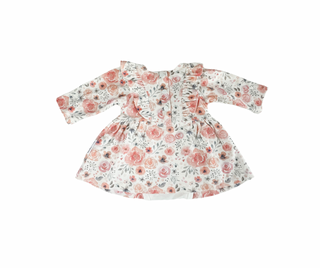 Frilly Long Sleeve Dress - Peachy Petals