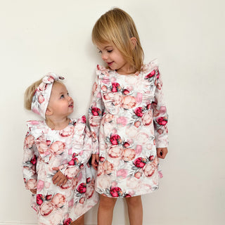 Frilly Long Sleeve Dress - Peony Dream