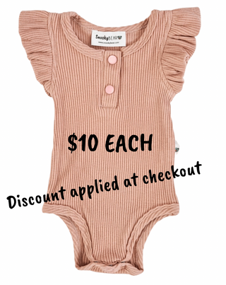 *SALE - $10* Frilly Short Sleeve Bodysuit - Rose. (Discount will be applied at checkout)