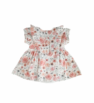 Frilly Short Sleeve Dress - Peachy Petals