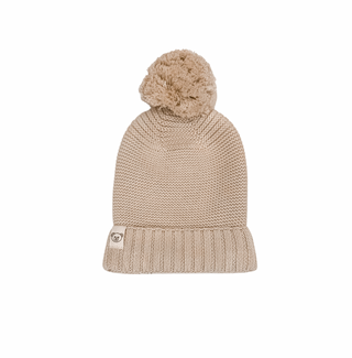 Knitted Rib Beanie - Beige