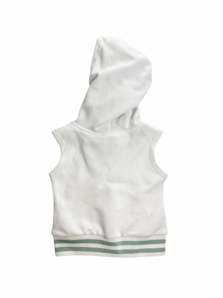 Hoodie Vest  - White and mint