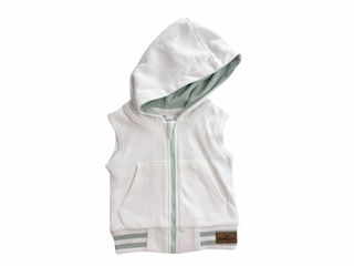 Hoodie Vest  - White and mint