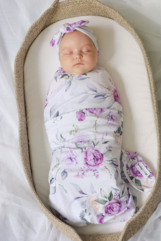 Organic Jersey Wrap & Bow Set - Twilight Rose