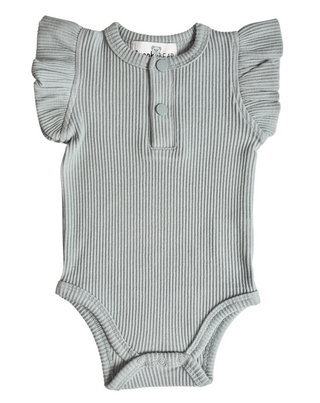 Frilly Short Sleeve Bodysuit - Slate