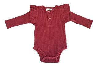 Frilly Long Sleeve Bodysuit - Plum