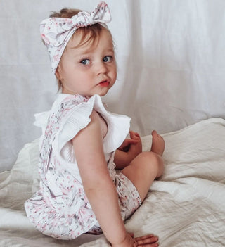 Rosetta Romper, Bow and Short Sleeve White Bodysuit - Bundle