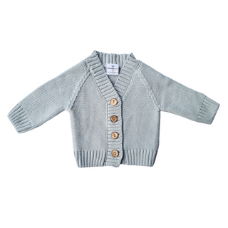 Knitted Button Cardigan - Steel Blue