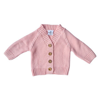 Knitted Button Cardigan - Flamingo Pink