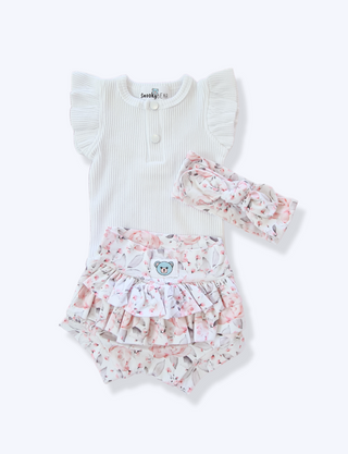 Rosetta Bummies, Bow and Short Sleeve White Bodysuit - Bundle