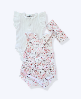 Rosetta Romper, Bow and Short Sleeve White Bodysuit - Bundle